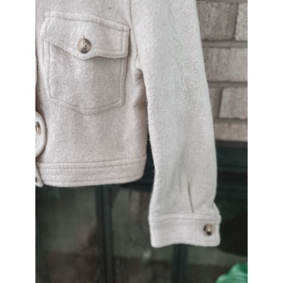 Wilfred Boiled Wool Autumn Shirt Jacket Small Cream Fall Shacket Button Trucker - Picture 5 of 12